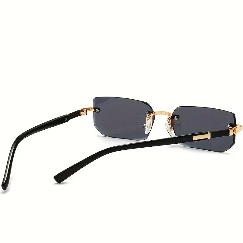 Rimless Sunglasses Rectangle Fashion Popular Women Men Shades Small Square Sun Glasses for Female Male Summer Traveling Oculos